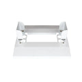 White metal stand with curved design on a white background