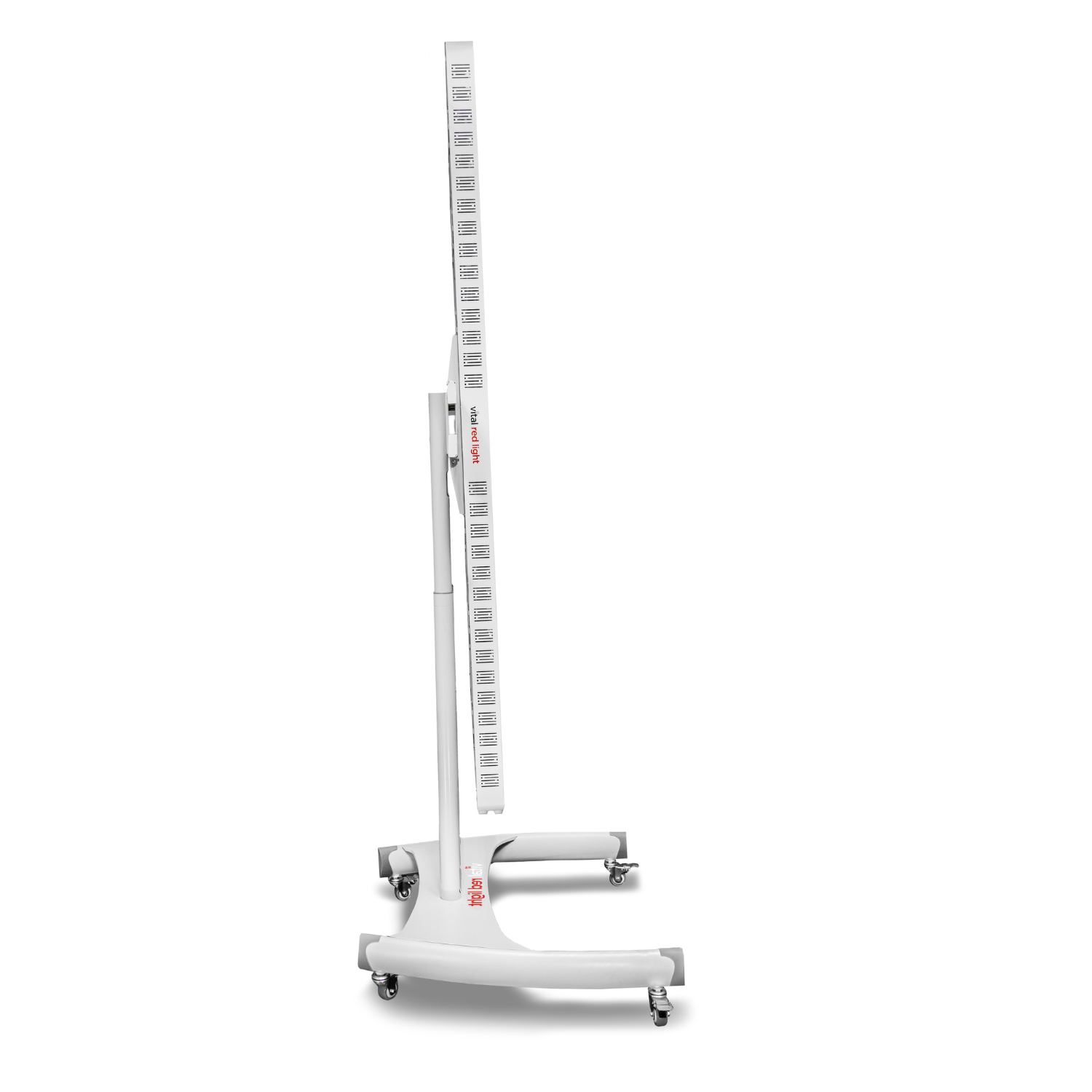 White standing desk with adjustable height on a white background
