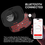 Lumaflex Body Pro device with smartphone app on a black background