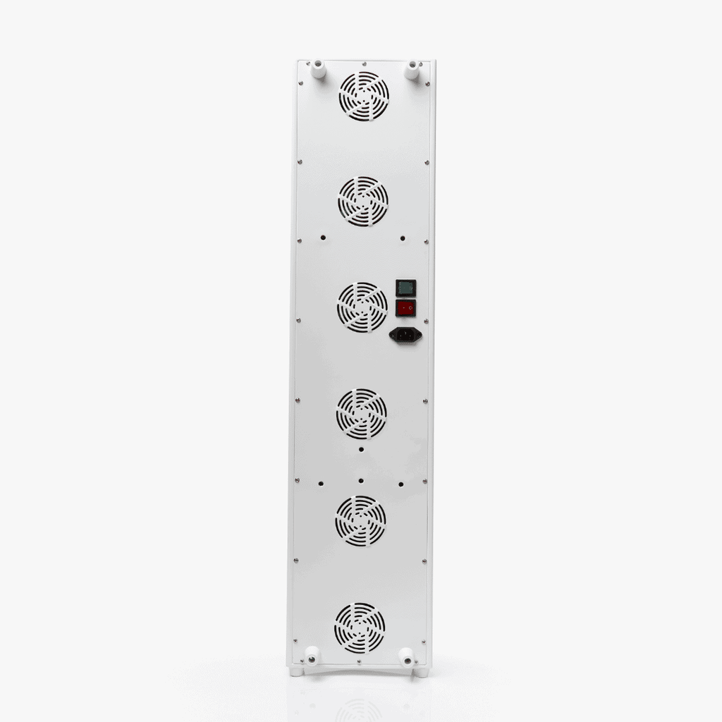 Rectangular white panel with multiple circular vents on a white background
