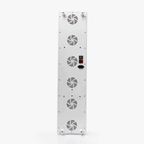 Rectangular white panel with multiple circular vents on a white background