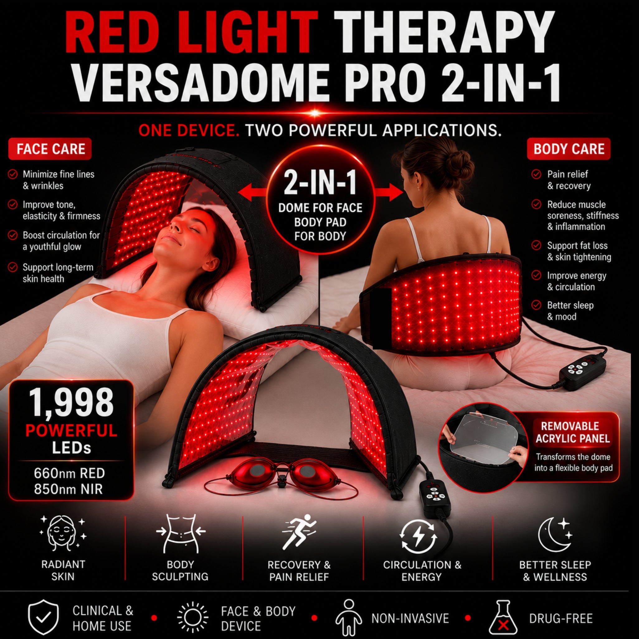 Red Light Pro - 2 in 1 Versa Dome and Pad