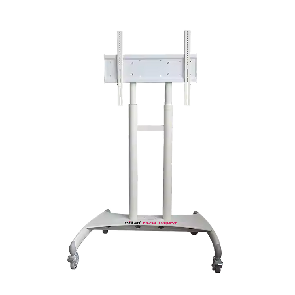 White stand with wheels on a white background