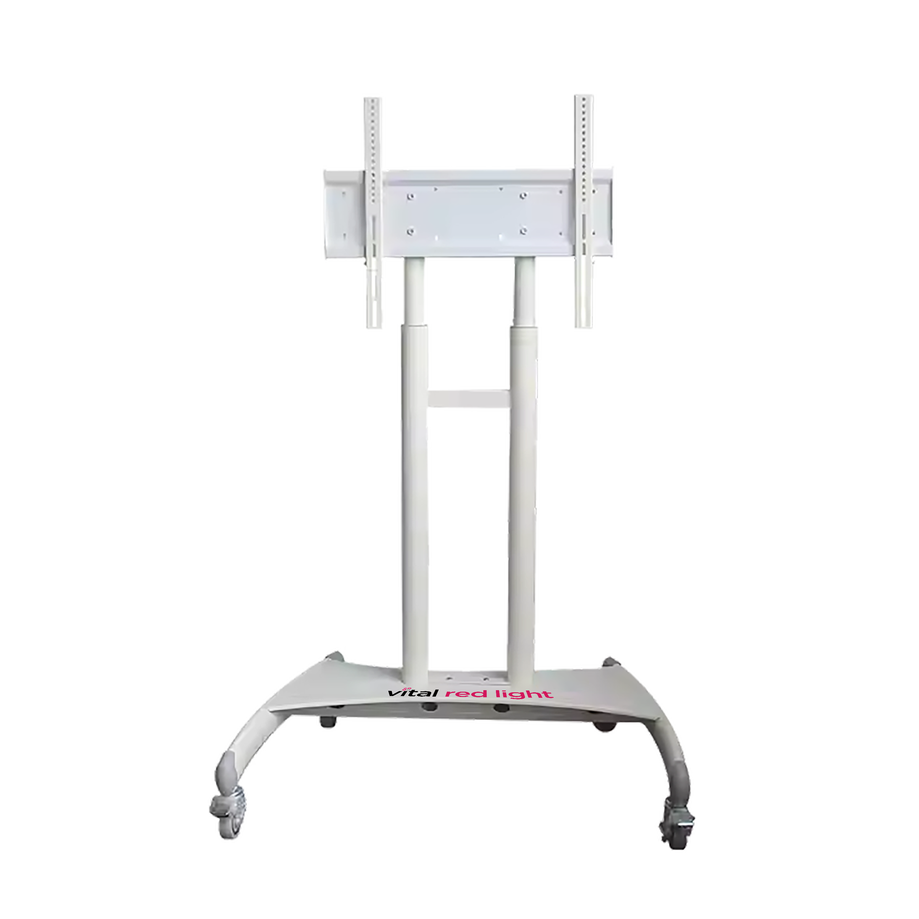 White stand with wheels on a white background