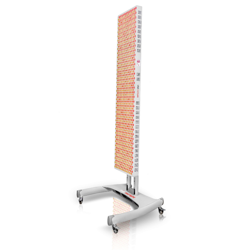 Portable LED light therapy device on a white background