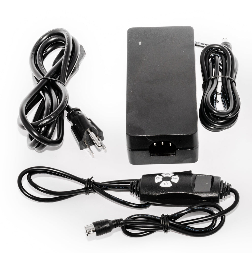 Electrical adapter with multiple cables on a white background
