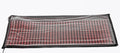 Rectangular LED mat with red and white lights on a clear background