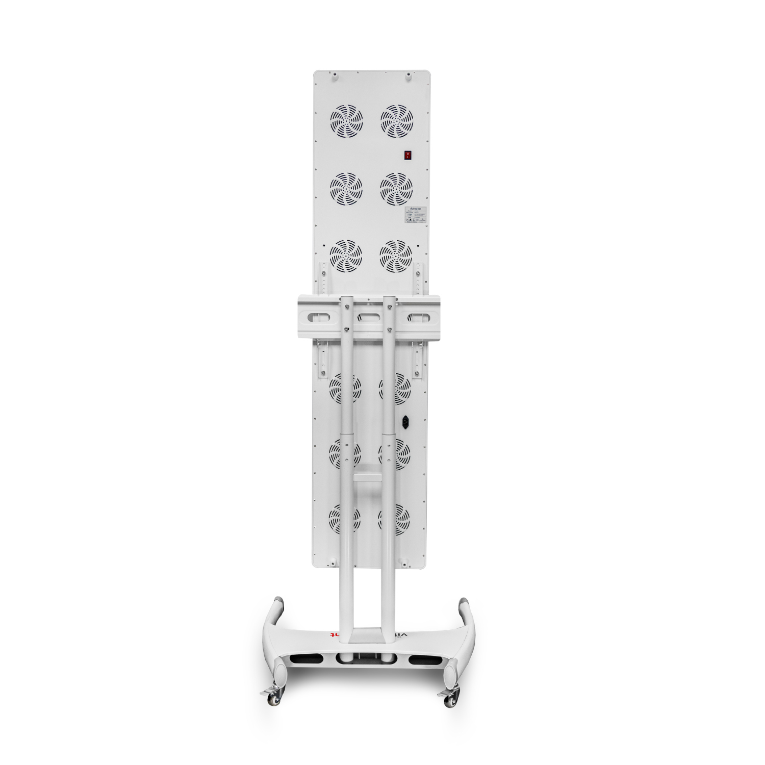 White electronic device with fans on a white background