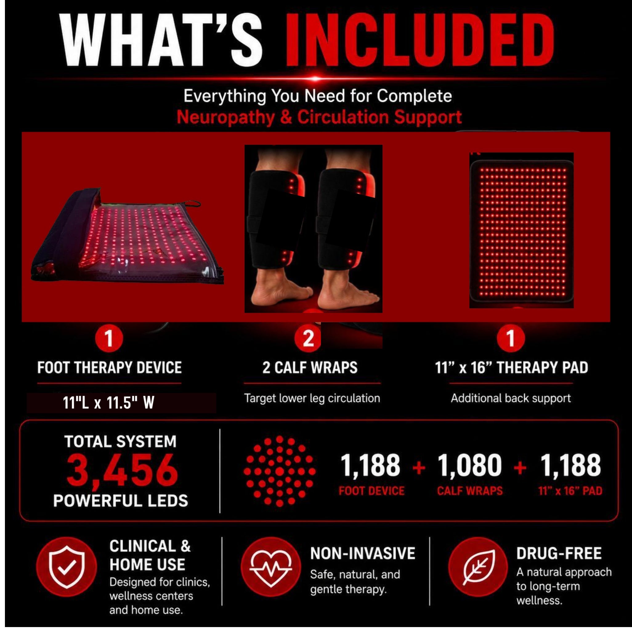 Red Light Pro Pad Kit for Feet & Legs